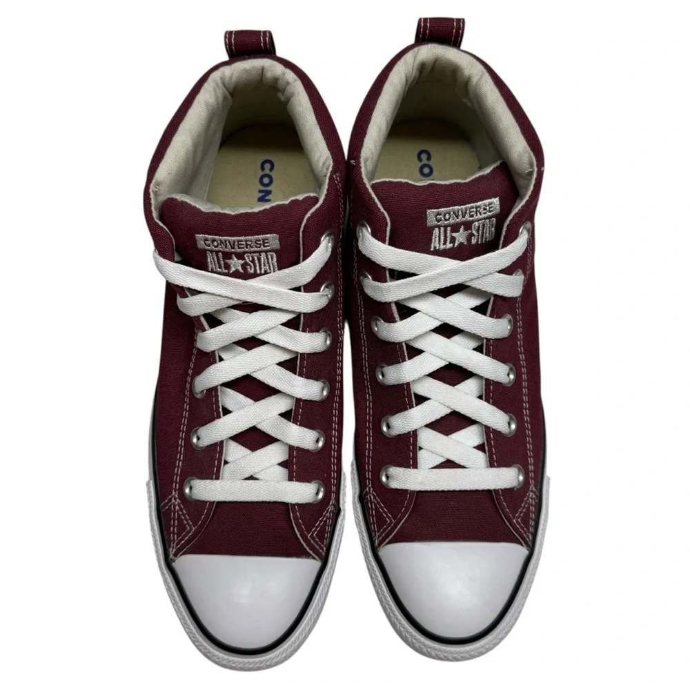 Converse All Star Street Mid Top Sneakers Shoes in Dark Sangria colorway Mens 9 - Picture 3 of 12